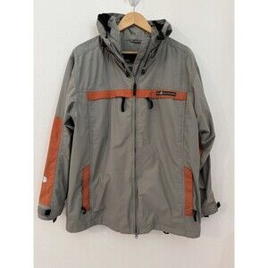 Sims Men’s Jacket Size Large Snowboard Ski Hooded Shell Winter Gray Orange